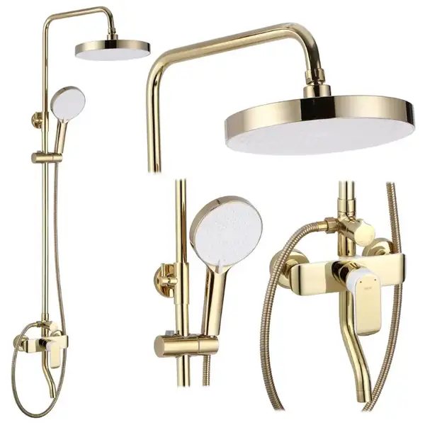 Душевой гарнитур REA BLOOM GOLD WHITE с изливом (REA-P9529)