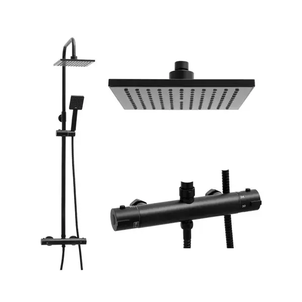 Душевой гарнитур Yoka FLOVA 20 BLACK черный с термостатом (BP.FLOVA THERM 20 BLK) Душевой гарнитур Yoka FLOVA 20 BLACK черный с термостатом (BP.FLOVA THERM 20 BLK)