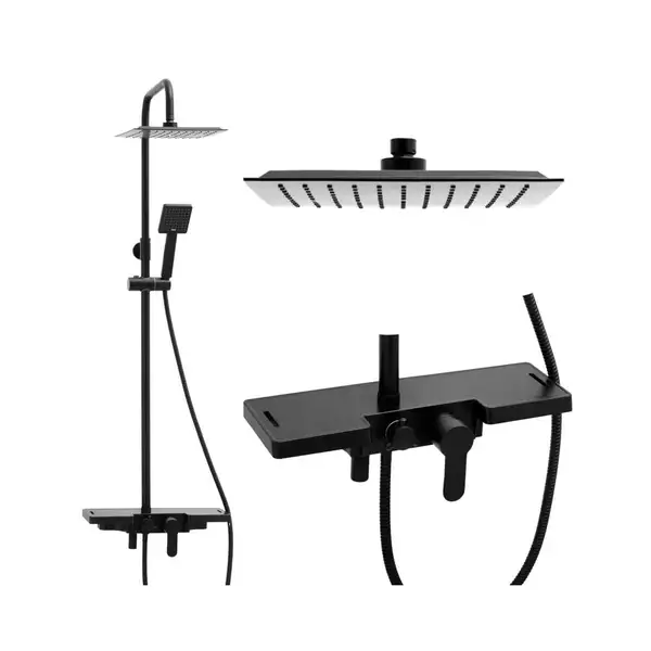 Душовий гарнітур Yoka OSLO 25 BLACK черный з полицею та краном (BP.OSLO 25 BLK) Душовий гарнітур Yoka OSLO 25 BLACK черный з полицею та краном (BP.OSLO 25 BLK)