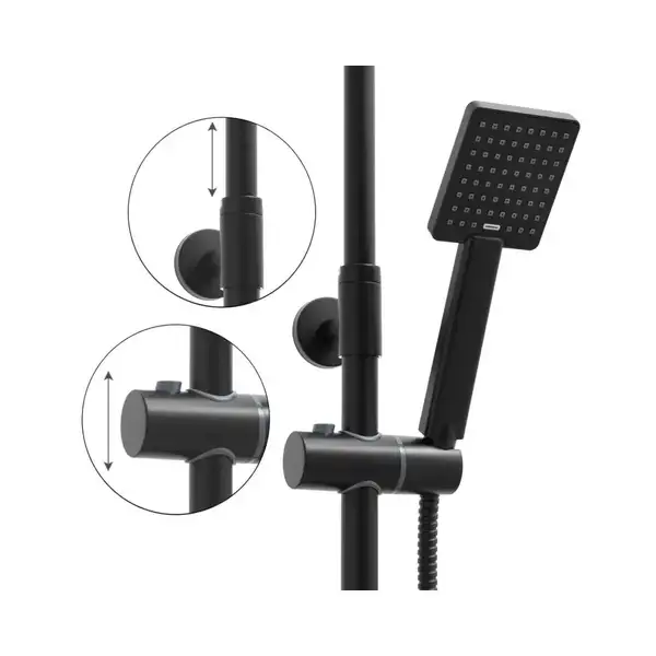 Душовий гарнітур Yoka OSLO 25 BLACK черный з полицею та краном (BP.OSLO 25 BLK) Душовий гарнітур Yoka OSLO 25 BLACK черный з полицею та краном (BP.OSLO 25 BLK)