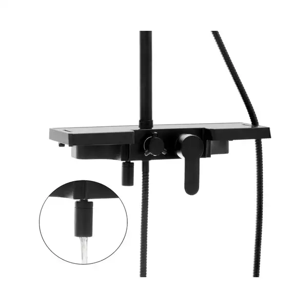 Душовий гарнітур Yoka OSLO 25 BLACK черный з полицею та краном (BP.OSLO 25 BLK) Душовий гарнітур Yoka OSLO 25 BLACK черный з полицею та краном (BP.OSLO 25 BLK)