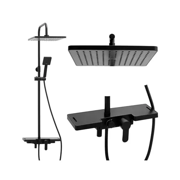 Душовий гарнітур Yoka OSLO 30 BLACK черный з полицею та краном (BP.OSLO 30 BLK) Душовий гарнітур Yoka OSLO 30 BLACK черный з полицею та краном (BP.OSLO 30 BLK)