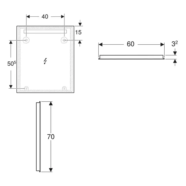 Дзеркало з LED підсвічуванням 70 х h60 см Geberit Option Basic Square 502.805.00.1 Дзеркало з LED підсвічуванням 70 х h60 см Geberit Option Basic Square 502.805.00.1
