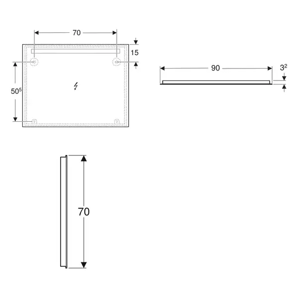 Дзеркало з LED підсвічуванням 90 х h70 см Geberit Option Basic Square 502.808.00.1 Дзеркало з LED підсвічуванням 90 х h70 см Geberit Option Basic Square 502.808.00.1