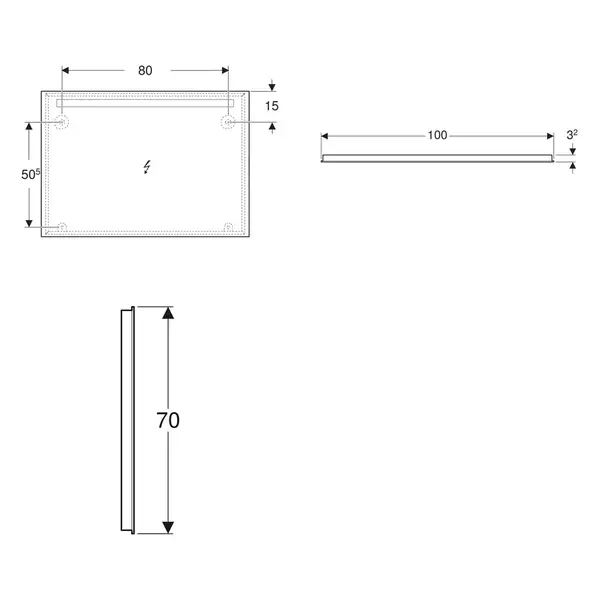 Дзеркало з LED підсвічуванням 100 х h70 см Geberit Option Basic Square 502.809.00.1 Дзеркало з LED підсвічуванням 100 х h70 см Geberit Option Basic Square 502.809.00.1