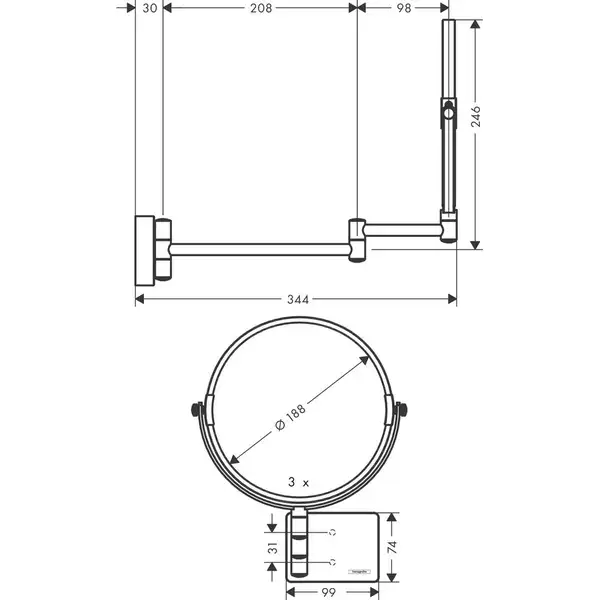Дзеркало Hansgrohe AddStoris, хром (41791000) Дзеркало Hansgrohe AddStoris, хром (41791000)