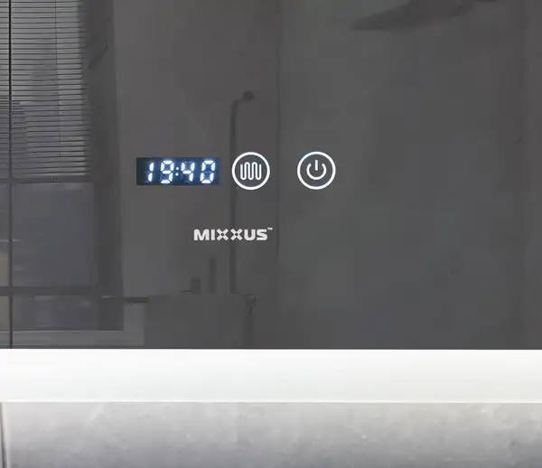 Дзеркало Mixxus FLAT MR04-100x60 з Led Touch, Anti-fog, димером, регулятором яскравості, годинником (MI6008)