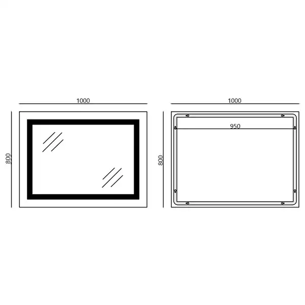 Дзеркало Mixxus WARM MR02-100x80 з Led Touch, Anti-fog, димером, регулятором яскравості, годинником (MI6935)