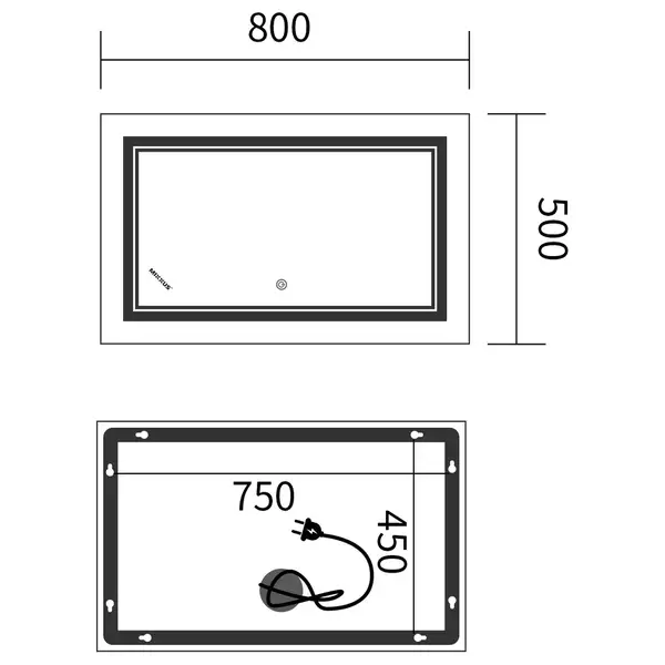 Дзеркало Mixxus Premium QUADRO MR20-50x80-Reverse з Led Touch, Anti-fog, димером, регулятором яскра (MP6620) Дзеркало Mixxus Premium QUADRO MR20-50x80-Reverse з Led Touch, Anti-fog, димером, регулятором яскра (MP6620)