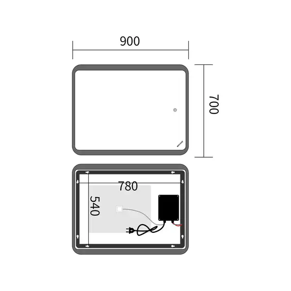 Дзеркало Mixxus Premium OLIVARY MR19-90x70-Reverse з Led Touch, Anti-fog, димером (3-6,5kK) (MP6630 Дзеркало Mixxus Premium OLIVARY MR19-90x70-Reverse з Led Touch, Anti-fog, димером (3-6,5kK) (MP6630