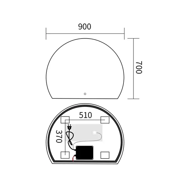 Дзеркало Mixxus Premium TOPPER MS01-90x70-Reverse з Led Touch, Anti-fog, димером (3-6,5kK) (MP6632)