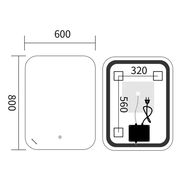 Дзеркало Mixxus Premium DIVERSE MR15-80x60-Reverse з Led Touch, Anti-fog, димером (3-6,5kK) (MP6638 Дзеркало Mixxus Premium DIVERSE MR15-80x60-Reverse з Led Touch, Anti-fog, димером (3-6,5kK) (MP6638