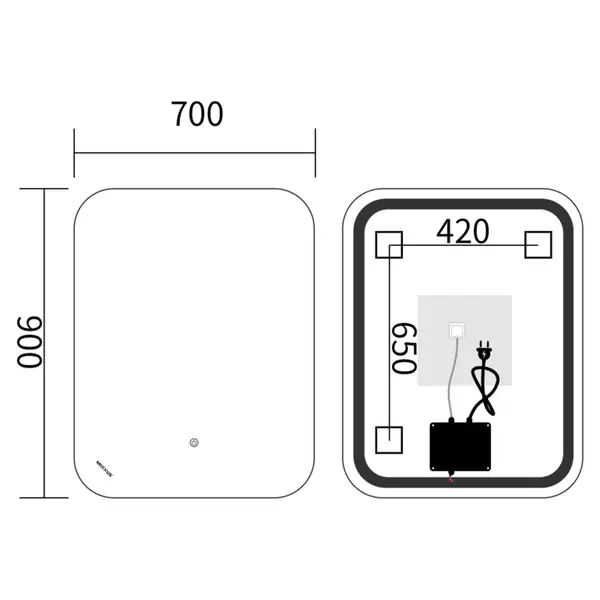 Дзеркало Mixxus Premium DIVERSE MR15-90x70-Reverse з Led Touch, Anti-fog, димером (3-6,5kK) (MP6639 Дзеркало Mixxus Premium DIVERSE MR15-90x70-Reverse з Led Touch, Anti-fog, димером (3-6,5kK) (MP6639