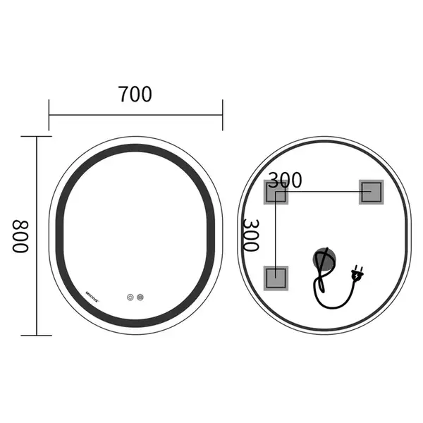 Дзеркало Mixxus Premium ELLIPSE MV05-80x70-Reverse з Led Touch, Anti-fog, димером (3-6,5kK) (MP6643 Дзеркало Mixxus Premium ELLIPSE MV05-80x70-Reverse з Led Touch, Anti-fog, димером (3-6,5kK) (MP6643