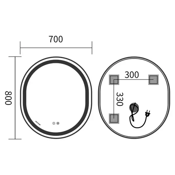 Дзеркало Mixxus Premium ELLIPSE MV05-80x70-Reverse WHITE з Led Touch, Anti-fog, димером (3-6,5kK) ( (MP6645) Дзеркало Mixxus Premium ELLIPSE MV05-80x70-Reverse WHITE з Led Touch, Anti-fog, димером (3-6,5kK) ( (MP6645)