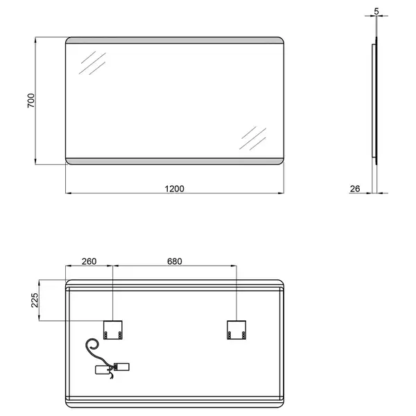 Зеркало Qtap Tern 1200x700 с LED-подсветкой QT1778120870120W Зеркало Qtap Tern 1200x700 с LED-подсветкой QT1778120870120W