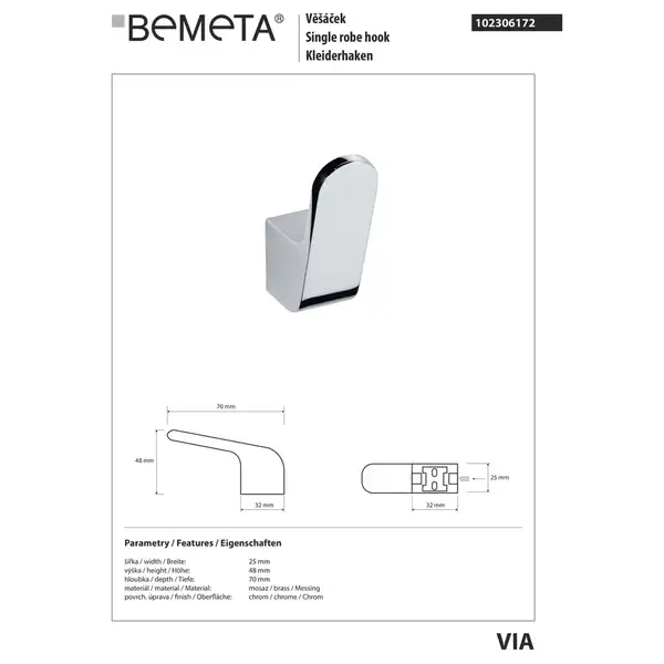 102306172 Via Гачок Bemeta Чехія (102306172) 102306172 Via Гачок Bemeta Чехія (102306172)