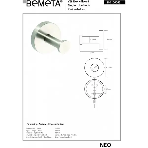 104106065 Neo Гачок Bemeta Чехія (104106065) 104106065 Neo Гачок Bemeta Чехія (104106065)