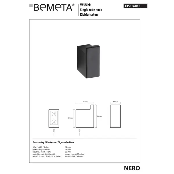 Гачок 135006010 Nero Bemeta Чехія