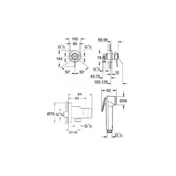 Комплект гігієнічного душу Grohe BauClassic (UA11104801) Комплект гігієнічного душу Grohe BauClassic (UA11104801)