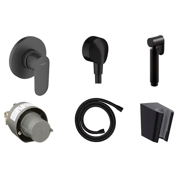 Комплект гігієнічного душу Hansgrohe Vernis Blend з лійкою Noken Round, Matt Black (20220001)