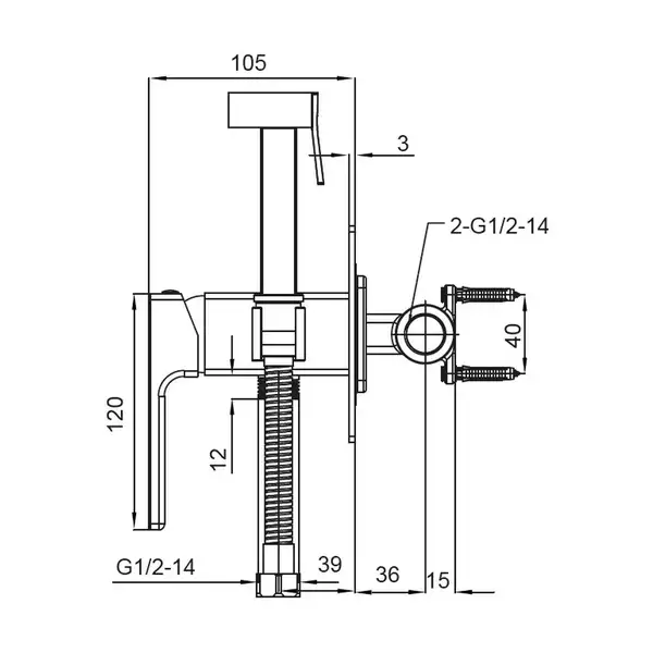 KOER KB-23009-05 Змішувач для гігієнічного душу, чорний (KR3511) KOER KB-23009-05 Змішувач для гігієнічного душу, чорний (KR3511)