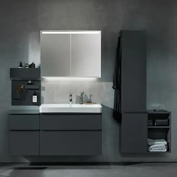 Зовнішня інсталяція для унітазу для підлоги 114 см Geberit Monolith Plus (фронтальна панель - кераміка під бетон / бічна панель - алюміній)  131.233.JV.7