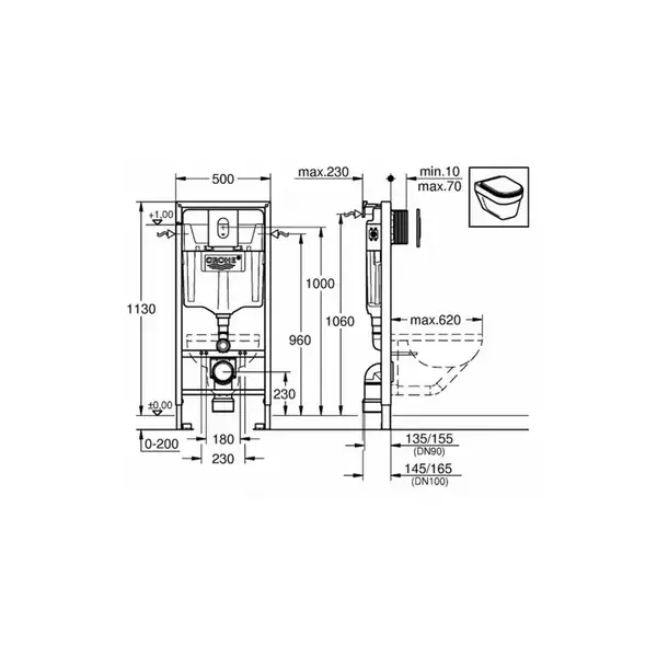 Инсталляция Grohe Rapid SL (4-в-1) комплект 38929000 (клавиша хром) фото 5 Aquada.com.ua