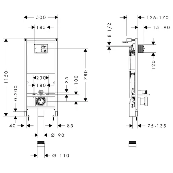 Hansgrohe iFrame Universal Інсталяція для унітазу (01022180) Hansgrohe iFrame Universal Інсталяція для унітазу (01022180)