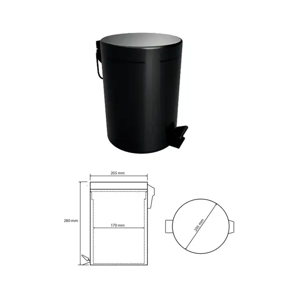 Відро для сміття 5L 104315010 DARK "Soft Close" Bemeta Чехія Відро для сміття 5L 104315010 DARK "Soft Close" Bemeta Чехія