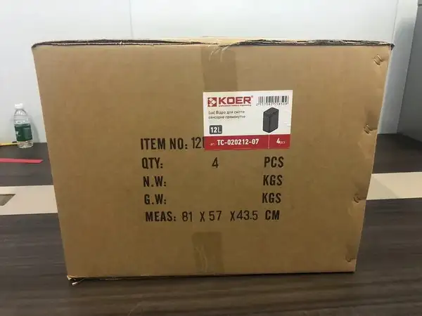 Відро для сміття сенсорне прямокутне Koer TC-020212-07 12 л колір графіт (KR5585) Відро для сміття сенсорне прямокутне Koer TC-020212-07 12 л колір графіт (KR5585)
