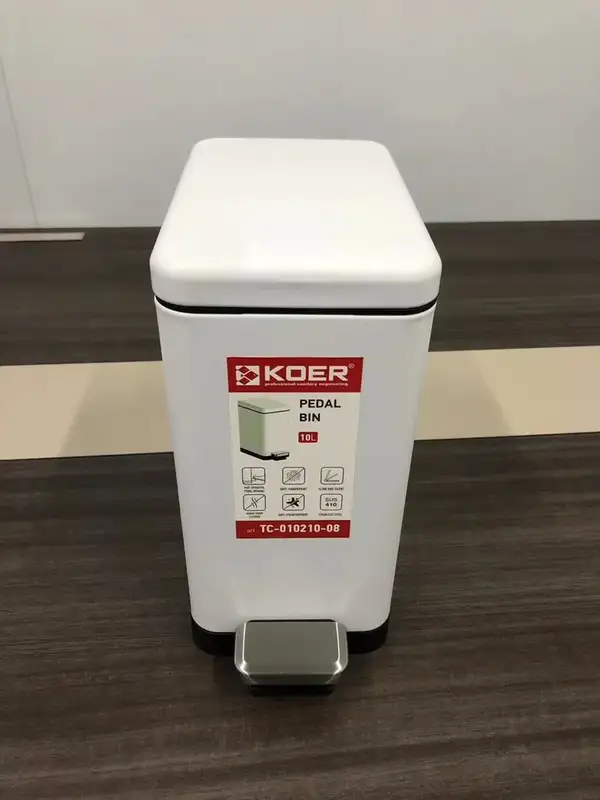 Відро для сміття з плавним закриттям прямокутне Koer TC-010210-08 10 л колір білий (KR5598) Відро для сміття з плавним закриттям прямокутне Koer TC-010210-08 10 л колір білий (KR5598)