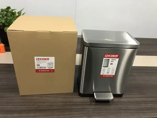 Відро для сміття з плавним закриттям прямокутне Koer TC-010315-02 15 л колір нержавійка (KR5603) Відро для сміття з плавним закриттям прямокутне Koer TC-010315-02 15 л колір нержавійка (KR5603)
