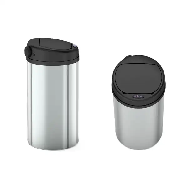 Відро для сміття сенсорне кругле Mixxus Premium Ellipse-TC0109 Chrome-Black 9л (хром-чорне) (MI7083 Відро для сміття сенсорне кругле Mixxus Premium Ellipse-TC0109 Chrome-Black 9л (хром-чорне) (MI7083