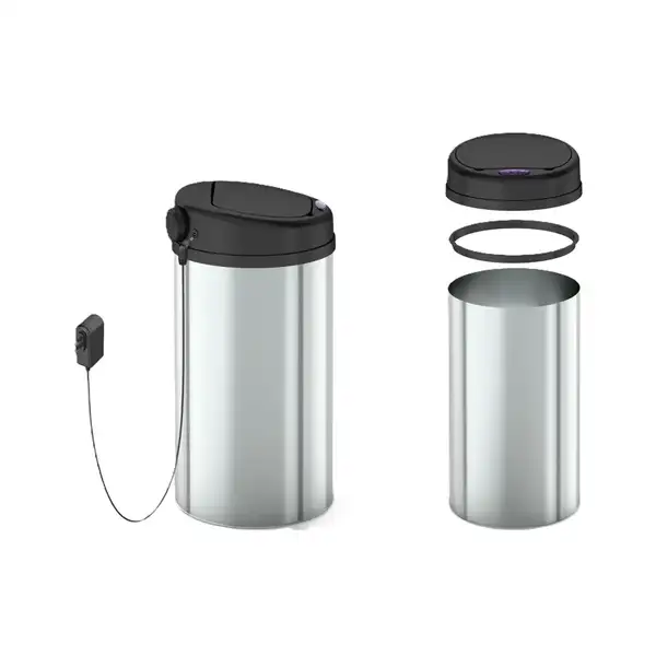 Відро для сміття сенсорне кругле Mixxus Premium Ellipse-TC0109 Chrome-Black 9л (хром-чорне) (MI7083 Відро для сміття сенсорне кругле Mixxus Premium Ellipse-TC0109 Chrome-Black 9л (хром-чорне) (MI7083