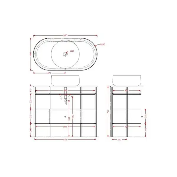 Консоль під умивальник Artceram FLAIR 4.0 h75,5х95x48, чорний матовий (ACA068 17)