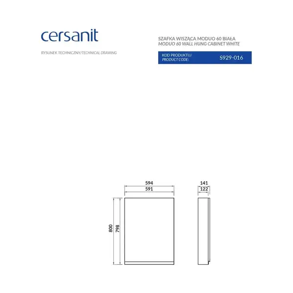 Шафка підвісна Moduo 60 біла Cersanit (FZZH1000741784) Шафка підвісна Moduo 60 біла Cersanit (FZZH1000741784)