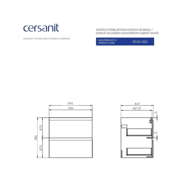 Шафка під стільницю Moduo 60 біла Cersanit (FZZH1000801986) Шафка під стільницю Moduo 60 біла Cersanit (FZZH1000801986)