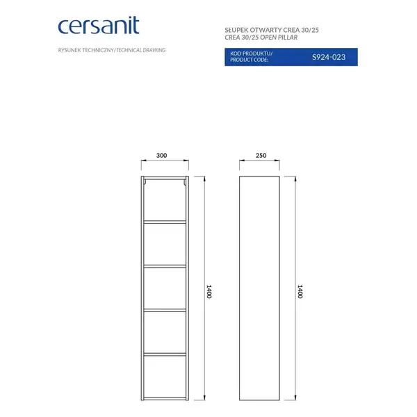 Пенал Crea 30-25 білий, Cersanit (FZZP1001471789)