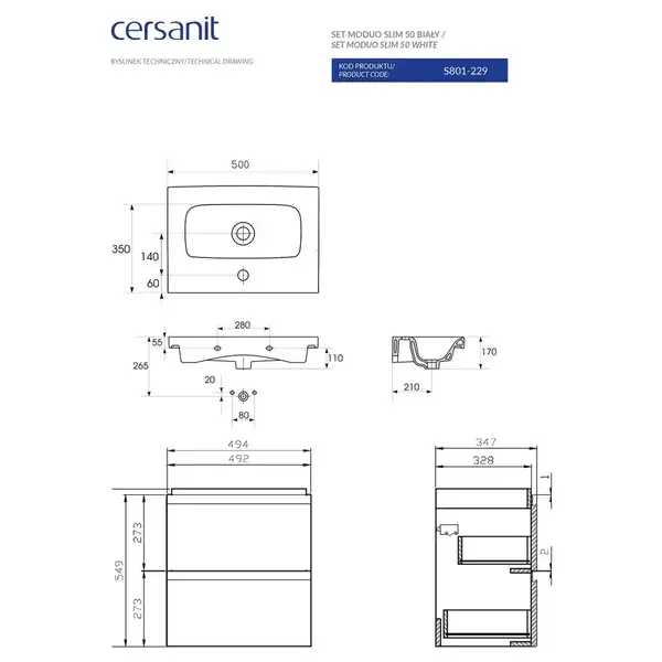 Сет B02 Moduo Slim 50 білий Cersanit (SZFZ1003776661) Сет B02 Moduo Slim 50 білий Cersanit (SZFZ1003776661)