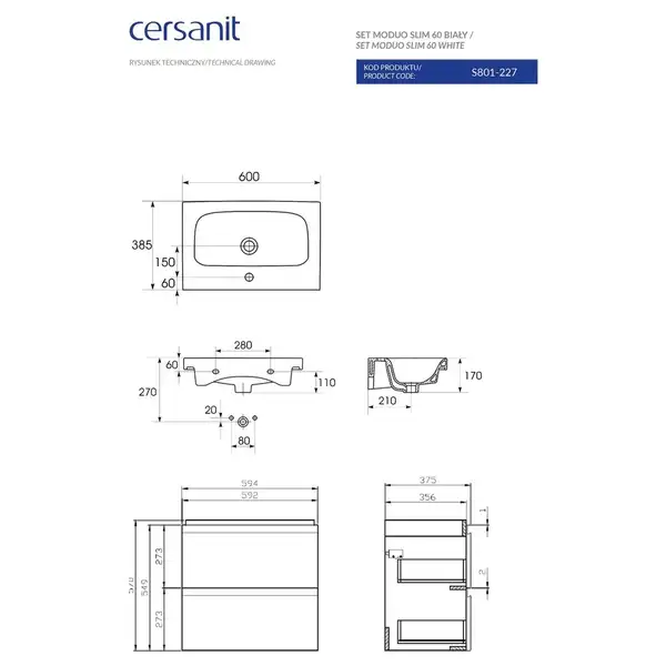 Сет B04 Moduo Slim 60 білий Cersanit (SZFZ1003796661) Сет B04 Moduo Slim 60 білий Cersanit (SZFZ1003796661)