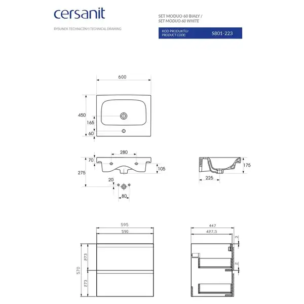 Сет B12 Moduo 60 білий Cersanit (SZFZ1003876661) Сет B12 Moduo 60 білий Cersanit (SZFZ1003876661)