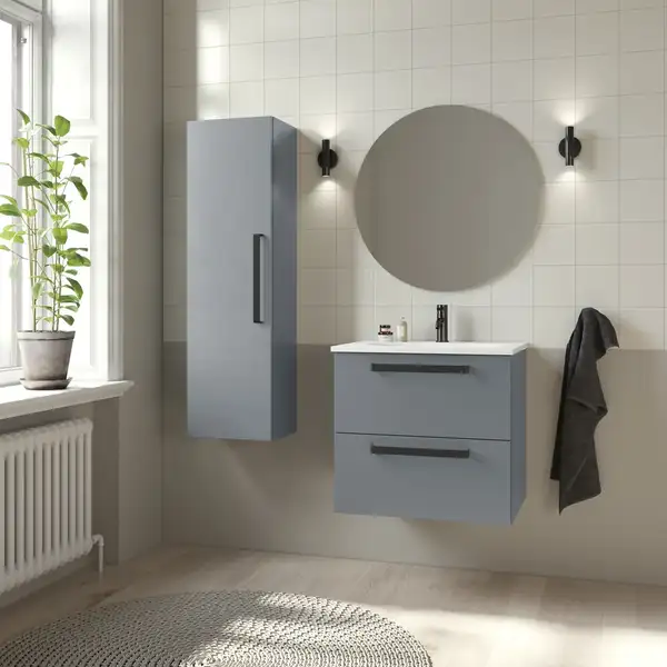 Комплект мебели 60 см Devit Fresh, синий матовый, ручки чёрные 088723B Комплект мебели 60 см Devit Fresh, синий матовый, ручки чёрные 088723B