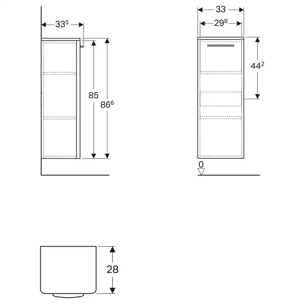 Шкафчик Geberit Selnova Square 33 х 33,5 х h86,6 см, белый глянцевый (500.182.01.1) Шкафчик Geberit Selnova Square 33 х 33,5 х h86,6 см, белый глянцевый (500.182.01.1)