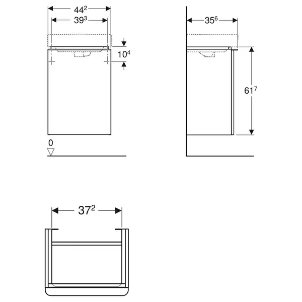 Шкафчик для раковины 44,2 х 35,6 х h61,7 см Geberit Smyle Square, с одной дверцей, белый (500.351.00.1) Шкафчик для раковины 44,2 х 35,6 х h61,7 см Geberit Smyle Square, с одной дверцей, белый (500.351.00.1)