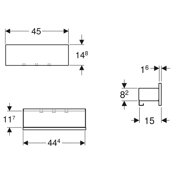 Настенная полка 45 х 15 х h14,8 см Geberit Smyle Square (500.362.JR.1) фото 3 Aquada.com.ua Настенная полка 45 х 15 х h14,8 см Geberit Smyle Square (500.362.JR.1) фото 3 Aquada.com.ua
