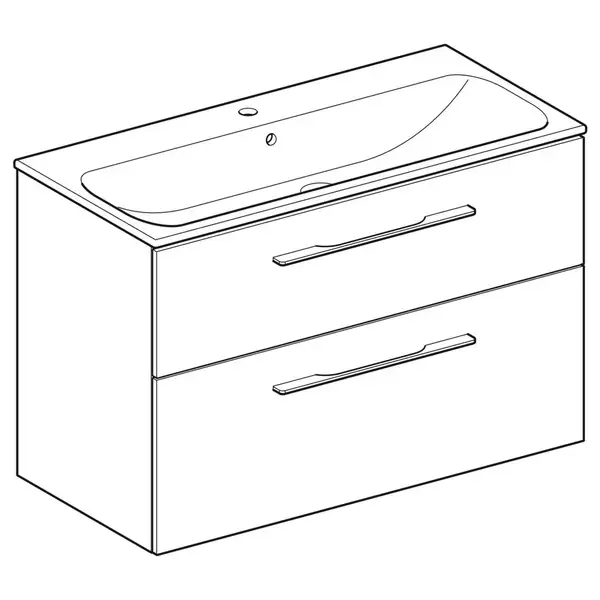 Тумба с раковиной Geberit Selnova Square slim rim 100 см, лава матовая (501.245.00.1)