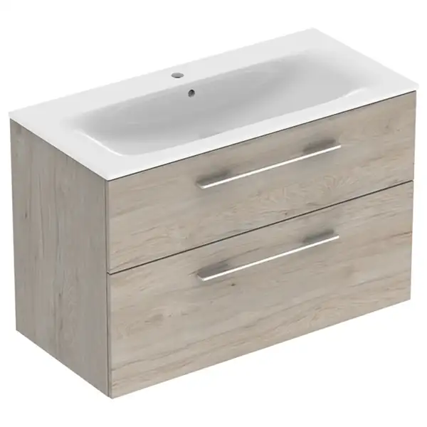 Тумба с раковиной Geberit Selnova Square slim rim 100 см, орех светлый (501.247.00.1) Тумба с раковиной Geberit Selnova Square slim rim 100 см, орех светлый (501.247.00.1)
