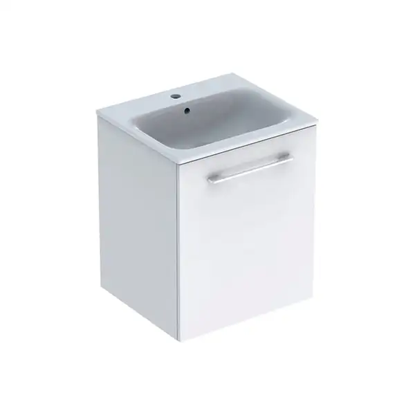 Geberit SELNOVA SQUARE комплект: умывальник встроенный Slim Rim, с тумбой 53,8*50,2см, с 1й дверью, белый глянец (501.248.00.1) Geberit SELNOVA SQUARE комплект: умывальник встроенный Slim Rim, с тумбой 53,8*50,2см, с 1й дверью, белый глянец (501.248.00.1)