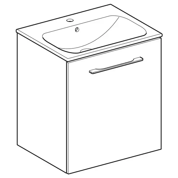 Тумба с раковиной Geberit Selnova Square slim rim 60 см, лава матовая (501.253.00.1)